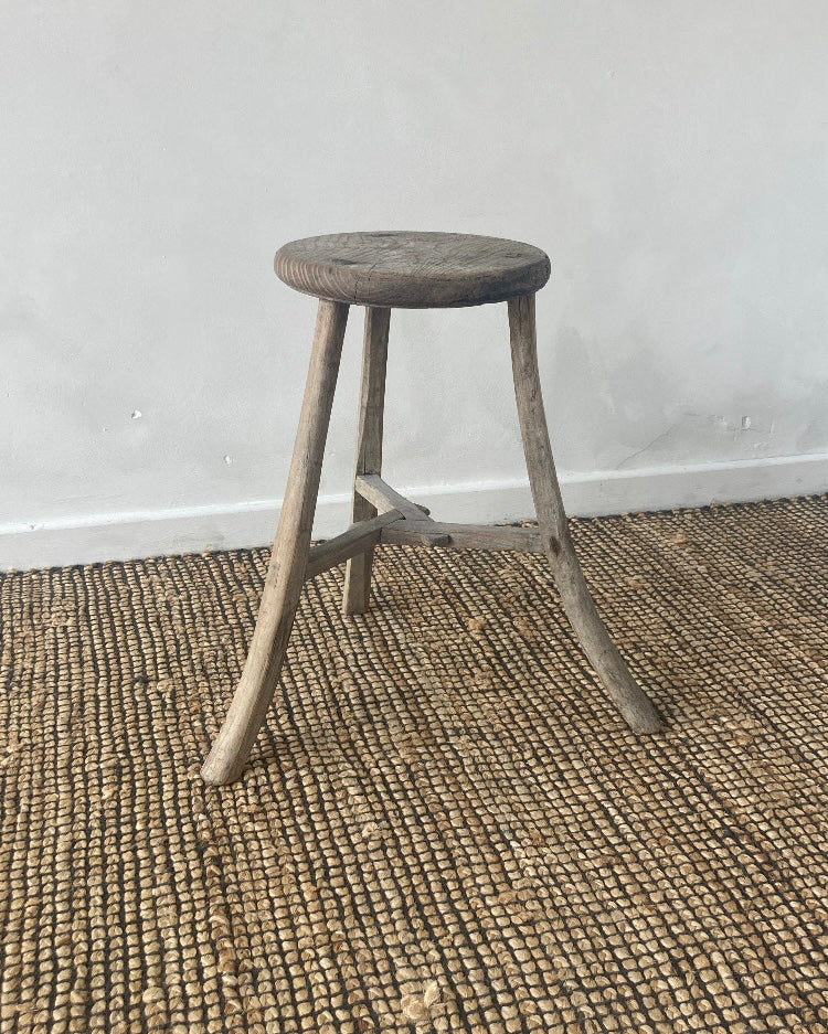Oud olmen houten krukje rond