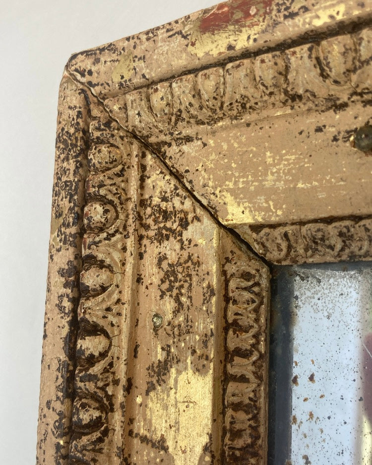 Authentieke oude rechthoekige spiegel goud