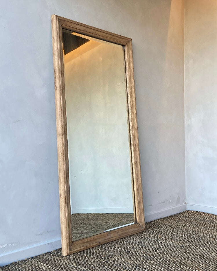 Authentieke lichte eiken houten spiegel