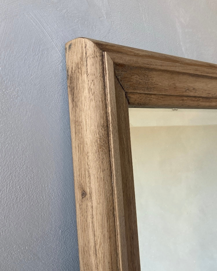 Authentieke lichte eiken houten spiegel