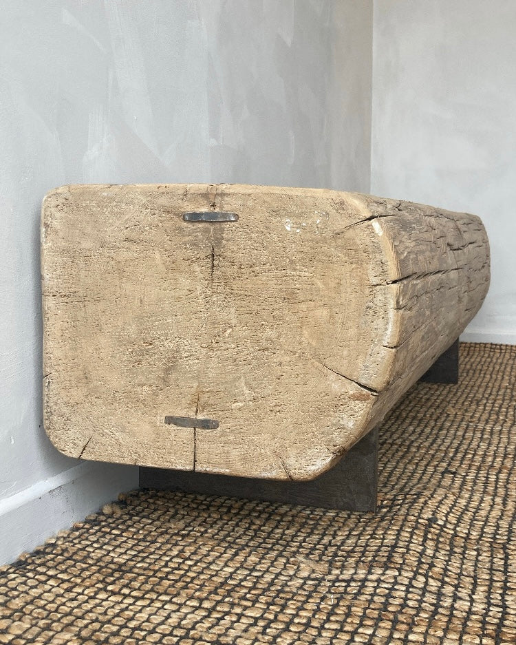 Houten zitbalk metalen poten