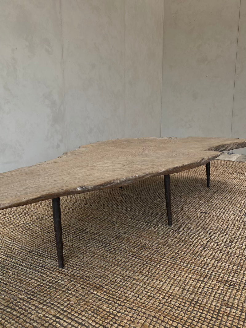 Salontafel boomstam op metalen poten