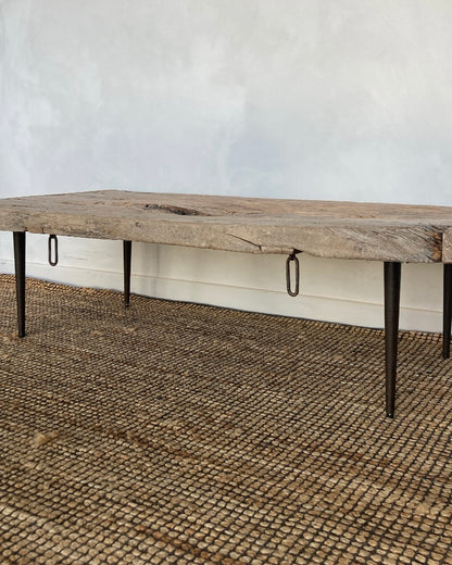 Salontafel blad oud luik metalen pootjes