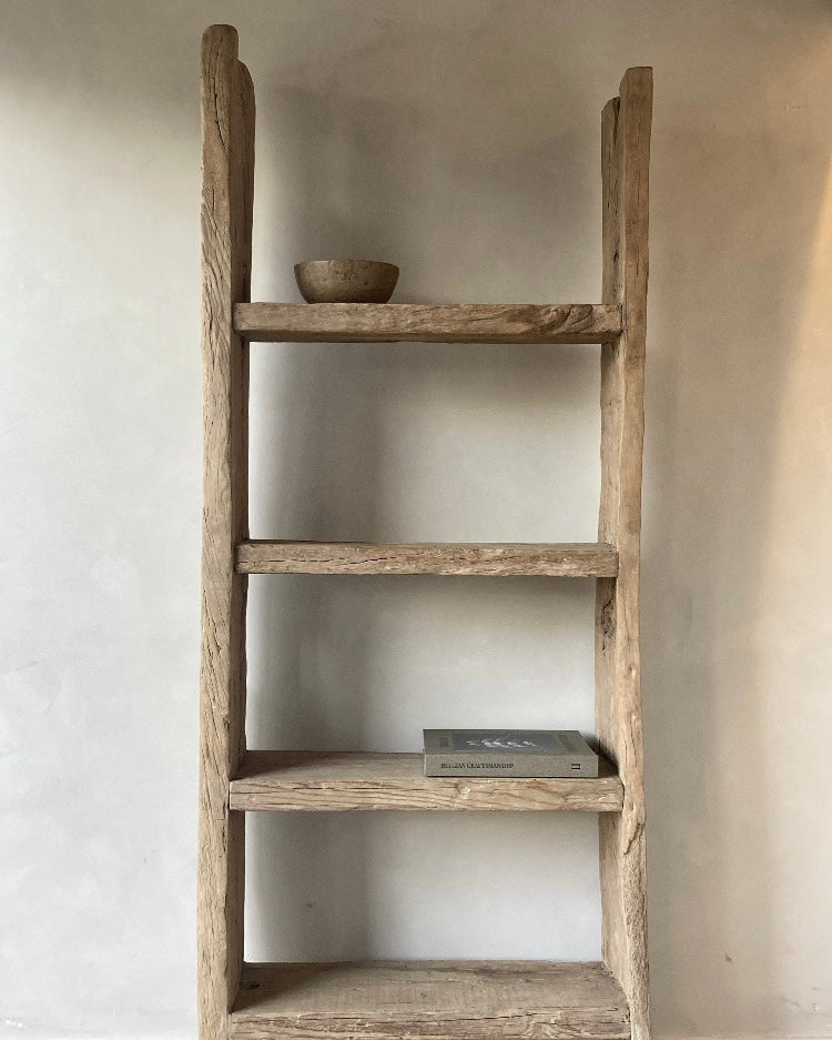 Houten robuuste etagère oude olm